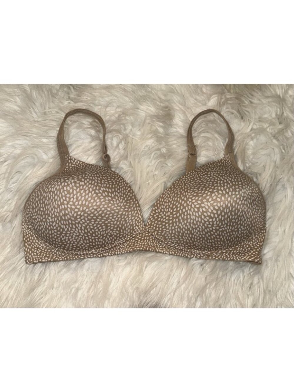 Warners 04003O Light Lift Bra Lightly Padded Wire Free Printed Womens 36B Beige - Picture 2 of 6